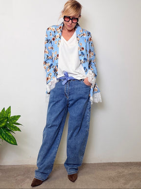 Jeans works con cintura foulard