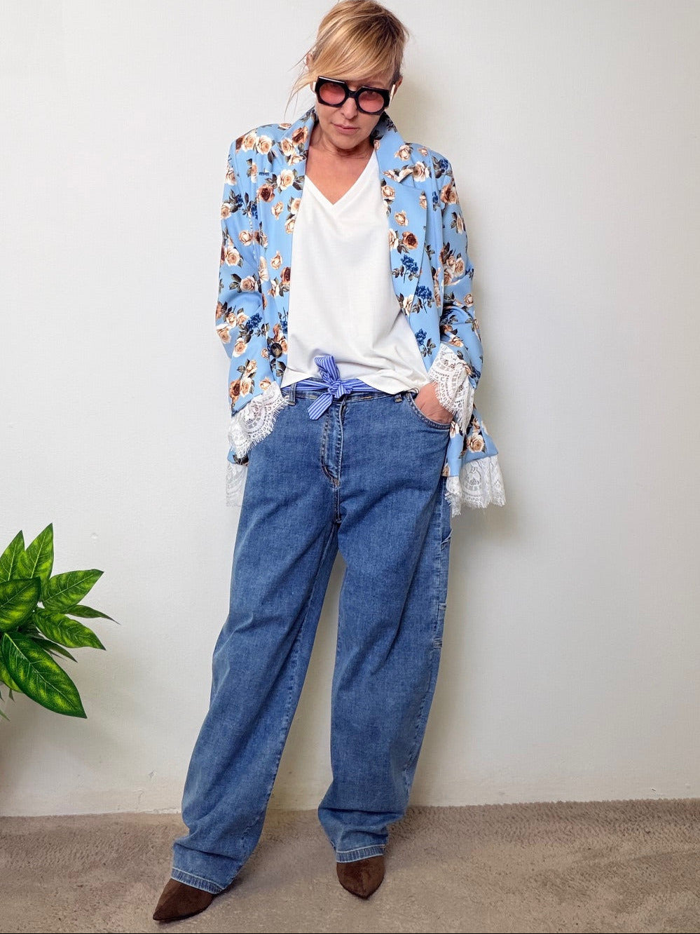 Jeans works con cintura foulard