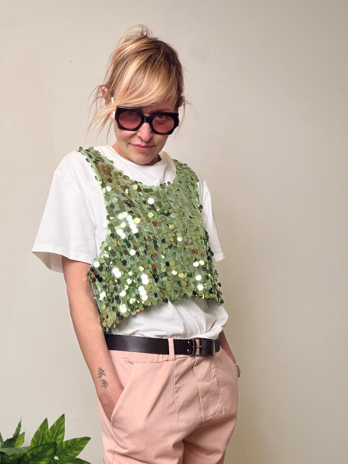 T-Shirt over c/paillettes