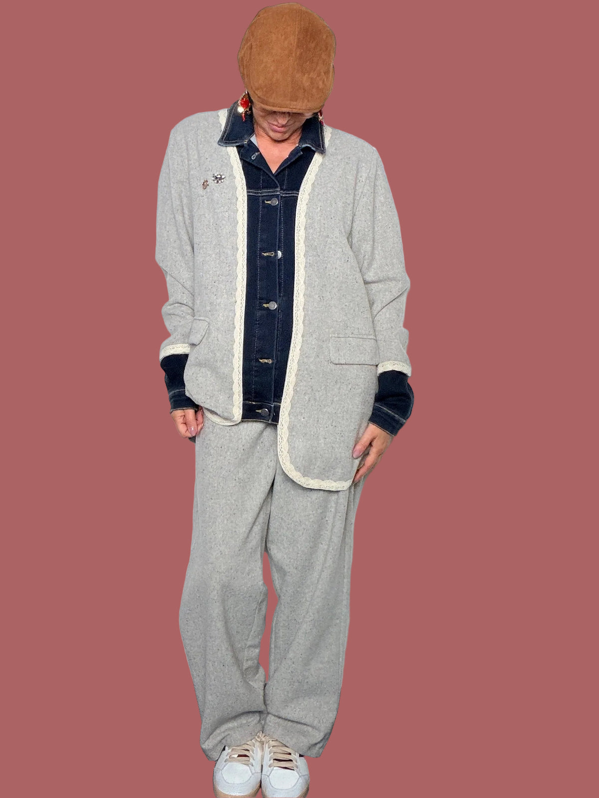 Pantalone dritto grigio mélange