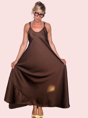 Abito Lungo in Raso Slip Dress —
