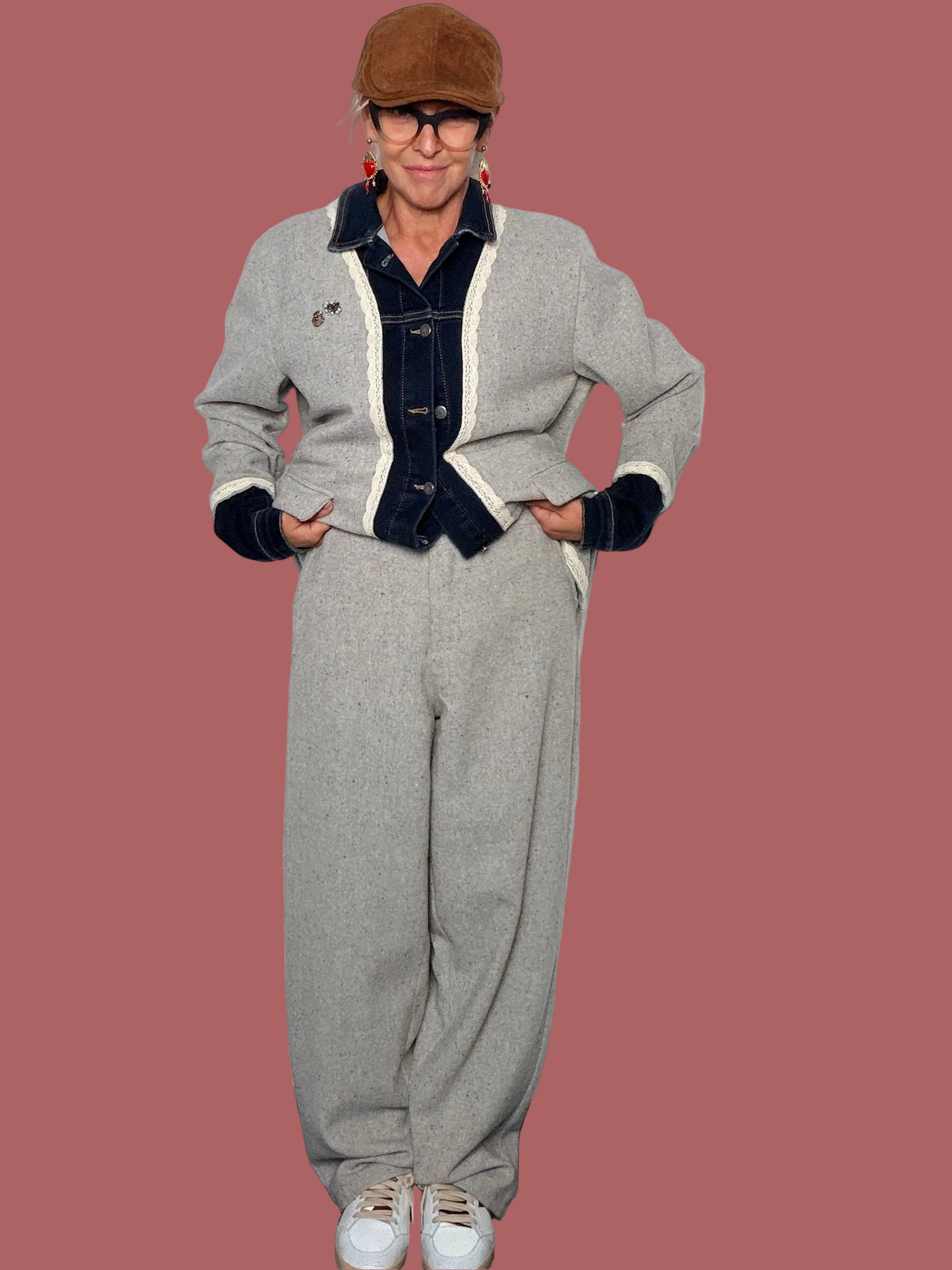 Pantalone dritto grigio mélange