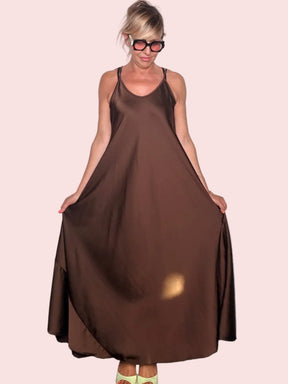 Abito Lungo in Raso Slip Dress —