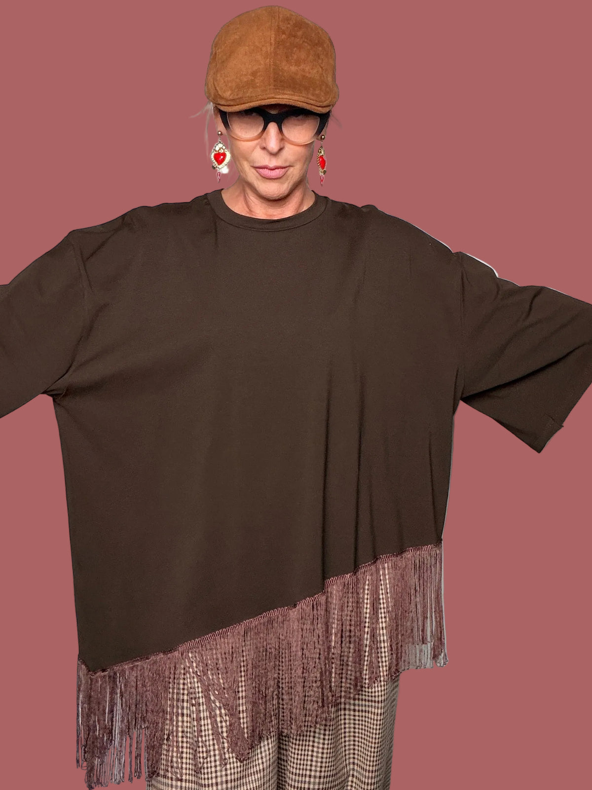 T-shirt in cotone con frange | Deja Vu
