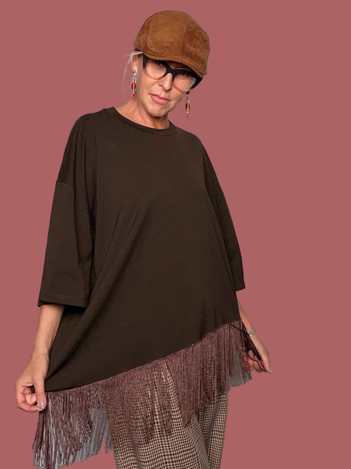 T-shirt in cotone con frange | Deja Vu
