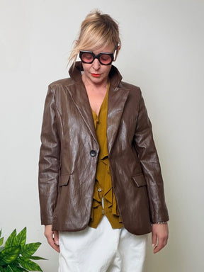 Blazer in ecopelle marrone