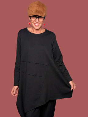 Maxi Felpa Asimmetrica Oversize Nera