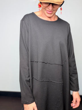 Maxi Felpa Asimmetrica Oversize Nera