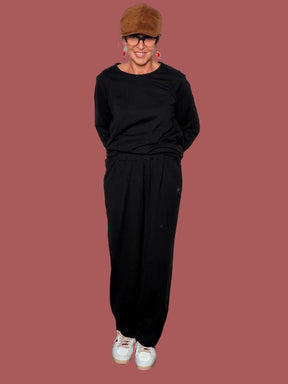 Pantalone Carota con Pinces Nero