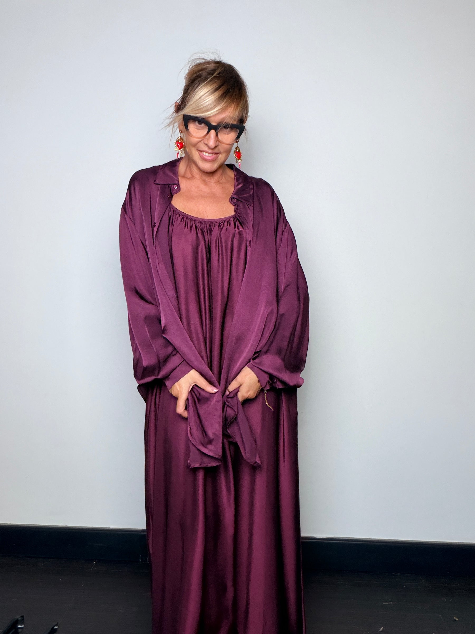 Maxi camicia nera in viscosa