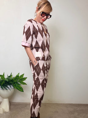 Gonna midi a tubino con motivo argyle