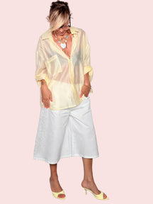 Bermuda Midi Strass con Spacchetto — Bianco / Cioccolato