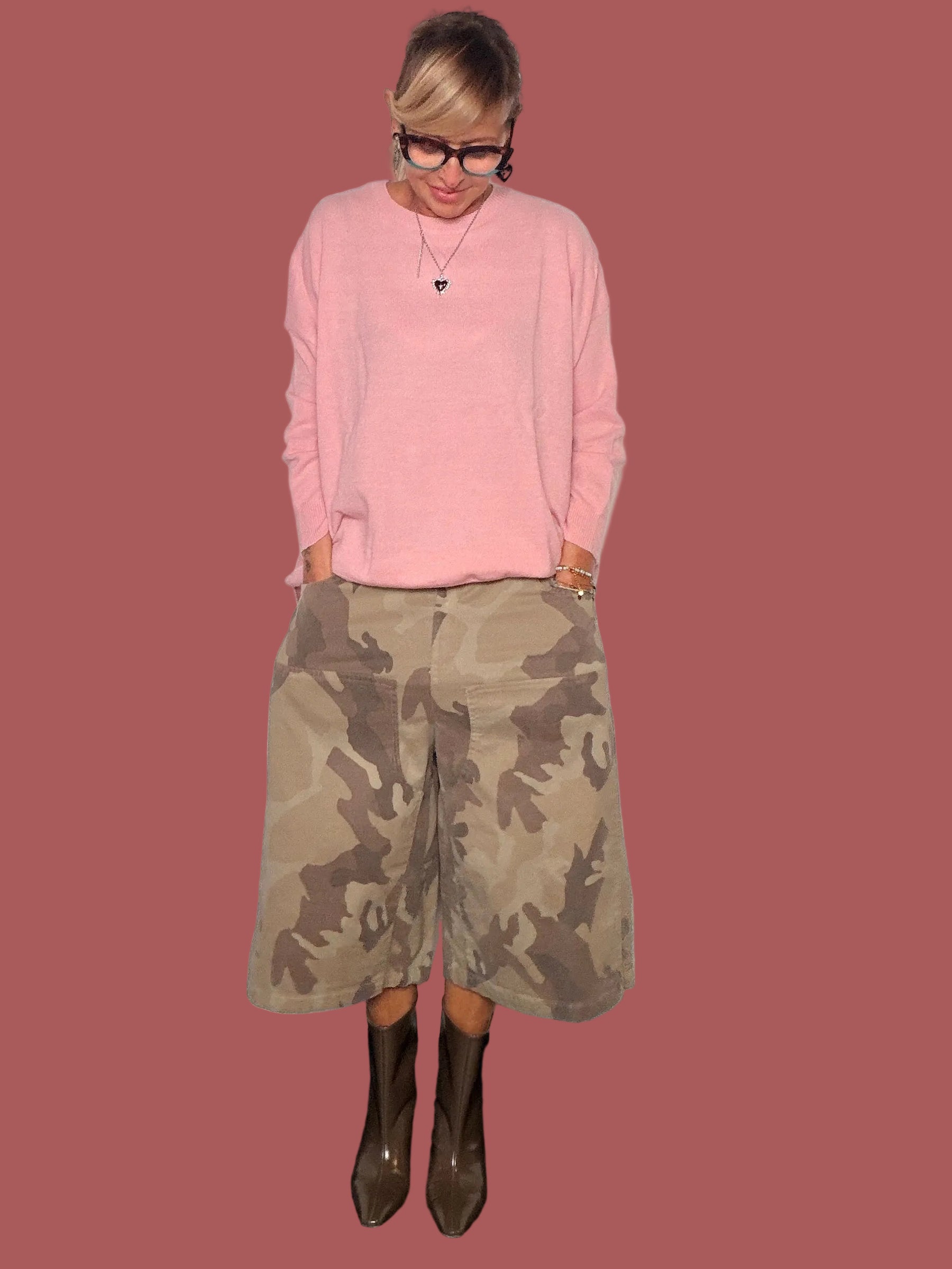 Bermuda culotte camouflage a gamba ampia Susy Star