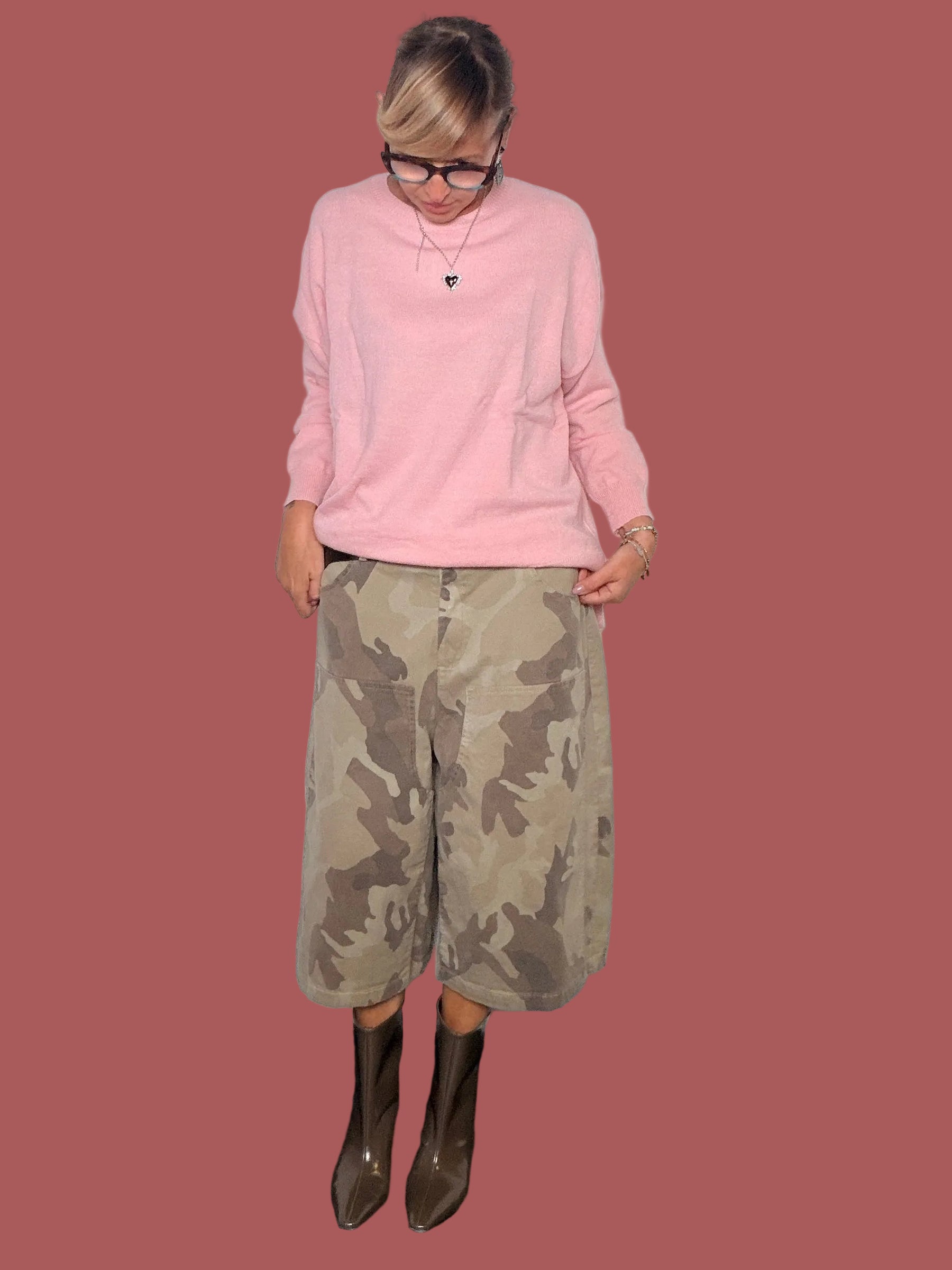 Bermuda culotte camouflage a gamba ampia Susy Star