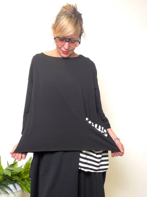 Felpa oversize nera con girocollo