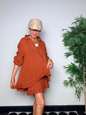 Camicia oversize gauze frange donna