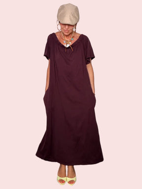 Abito Maxi Off-Shoulder Cotone Fluido — Nero / Bianco / Moro / Rosa / Bordeaux/verde