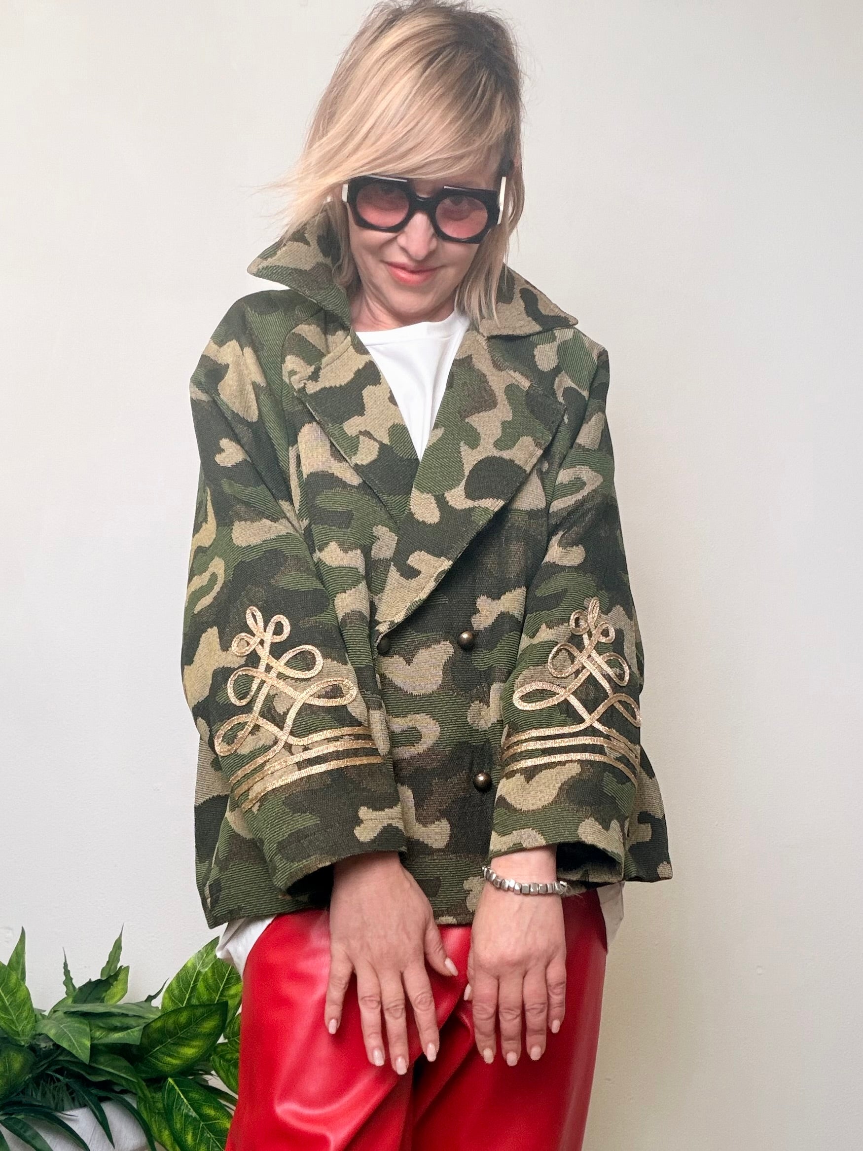 Giacca oversize in tessuto camouflage