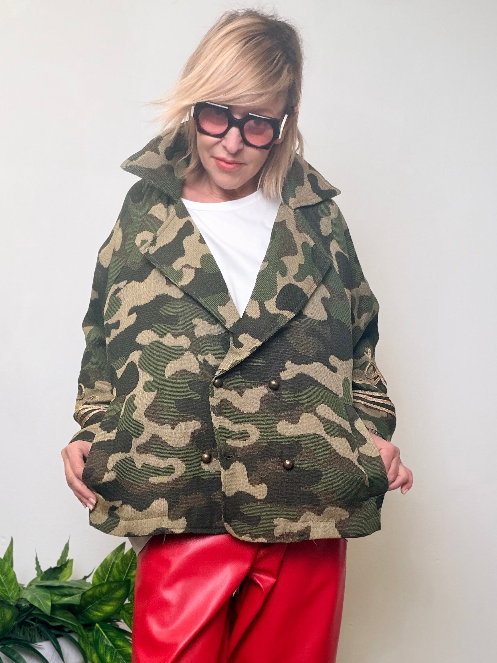 Giacca oversize in tessuto camouflage