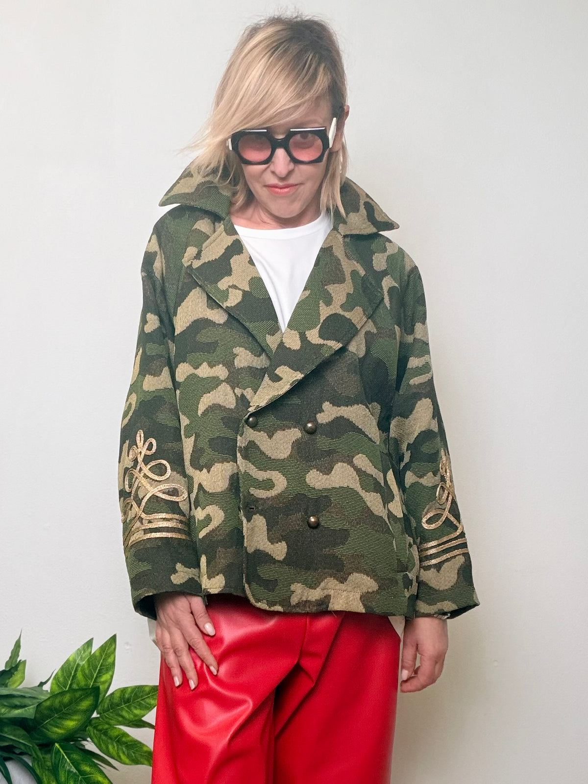 Giacca oversize in tessuto camouflage