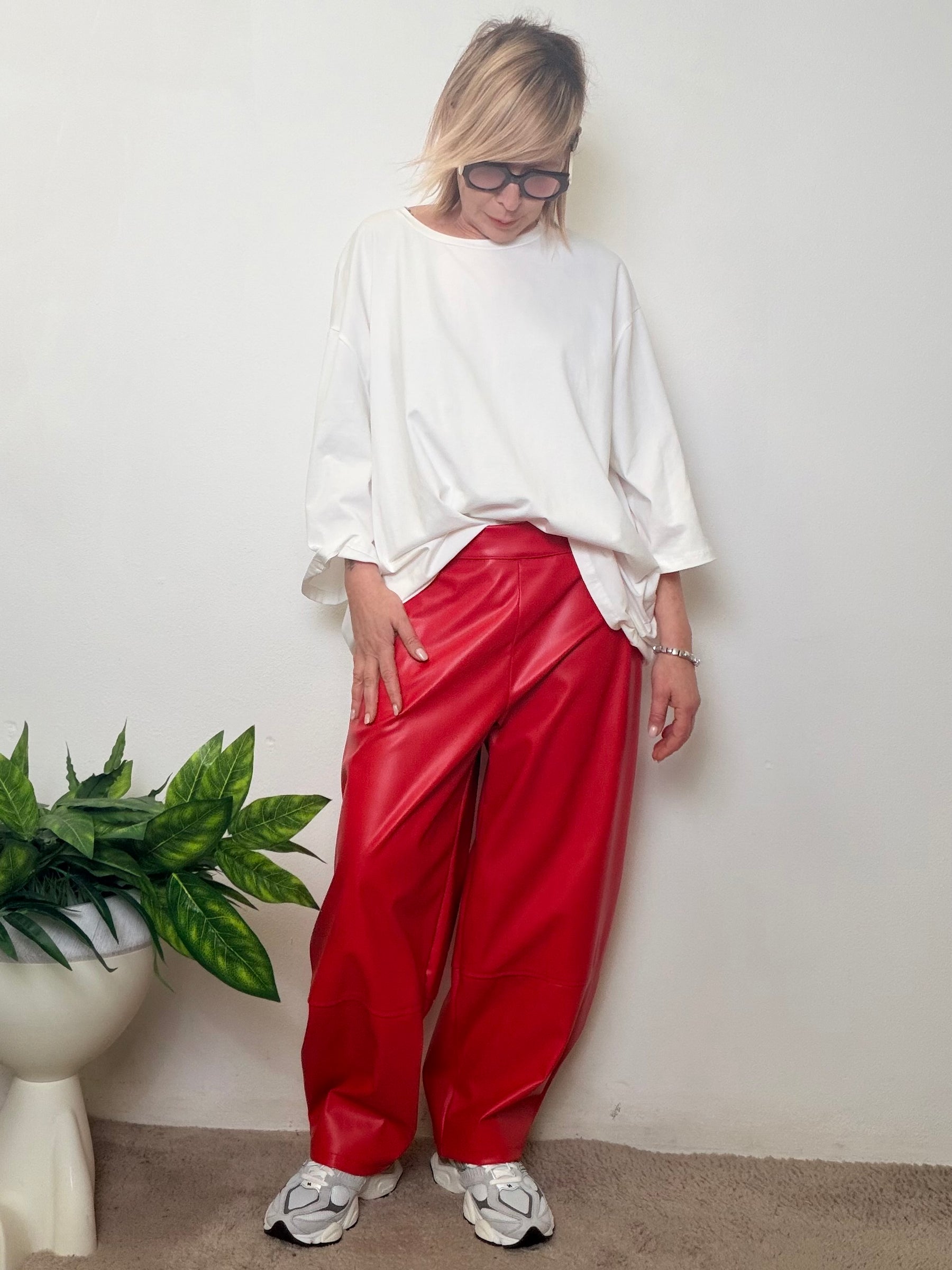 Pantalone ovetto in ecopelle