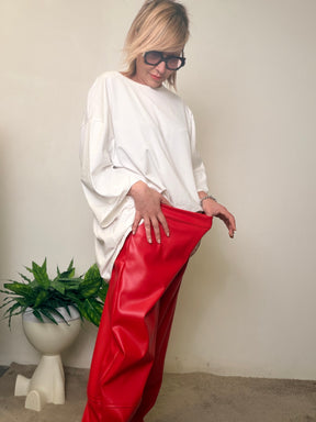 Pantalone ovetto in ecopelle