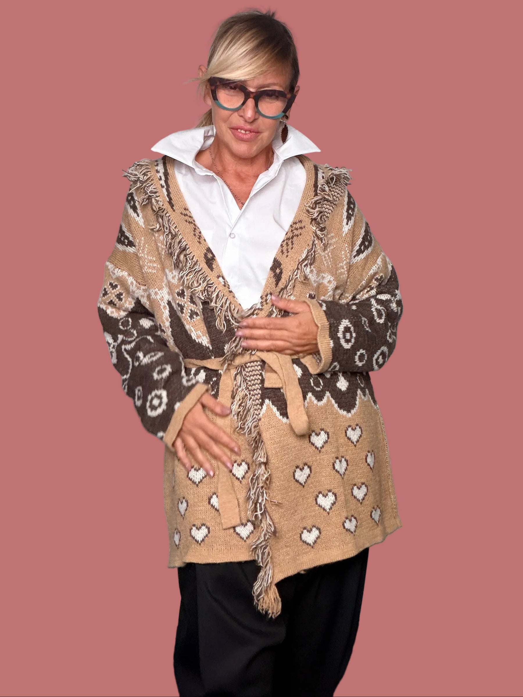 Cardigan patchwork con frange Female