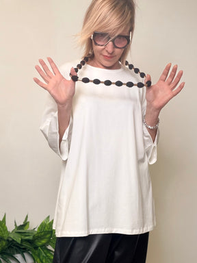 Maxi t-shirt oversize bianca con girocollo