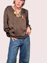 have one - Camicia donna fluida con foulard al collo MORO