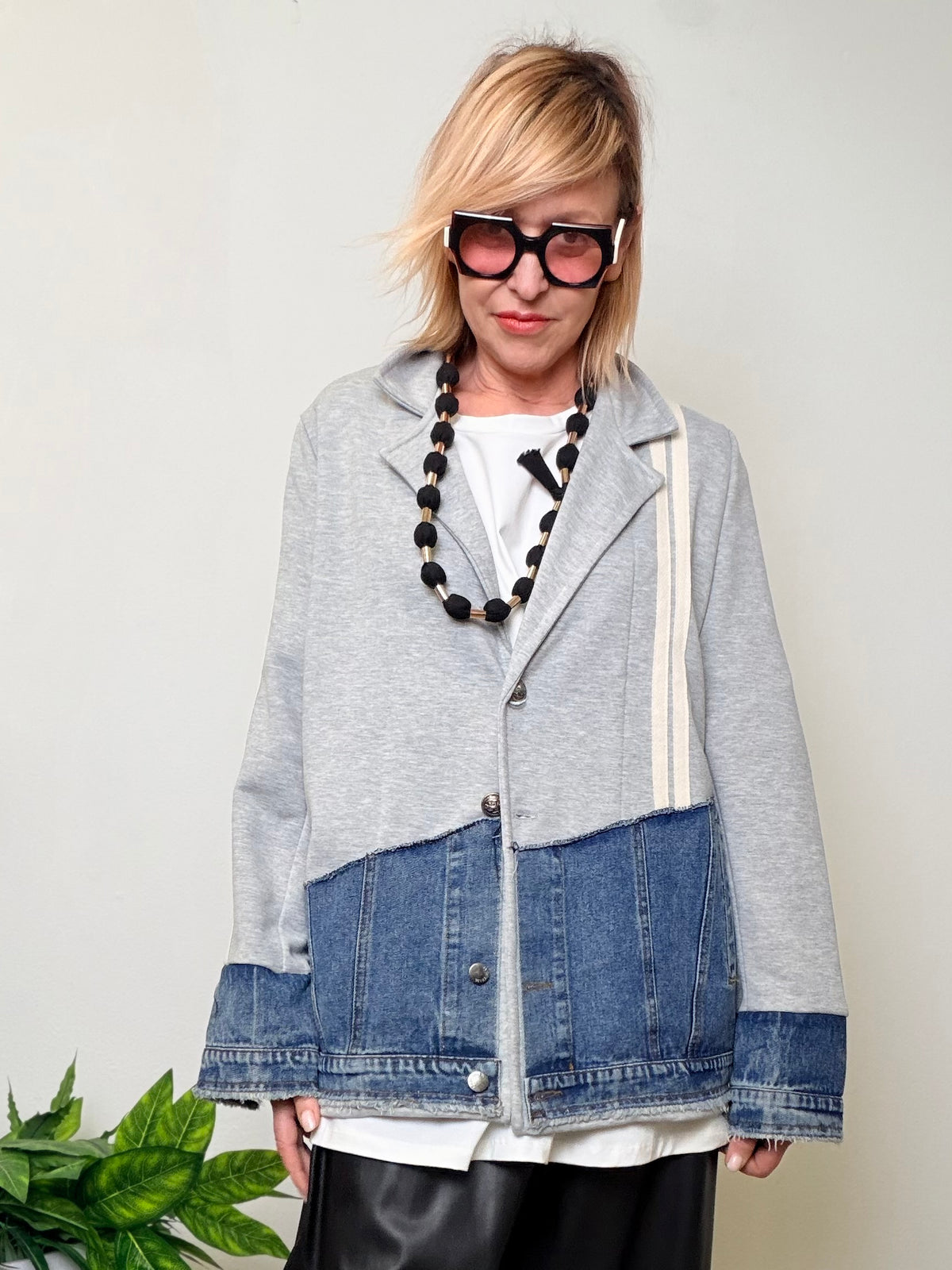 Giacca oversizein felpa  denim vintage