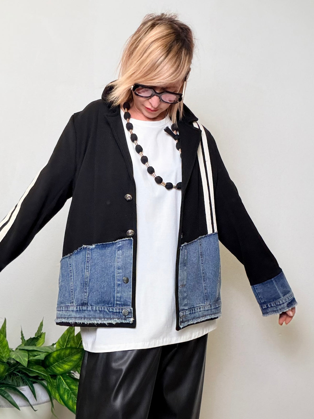 Giacca oversizein felpa  denim vintage