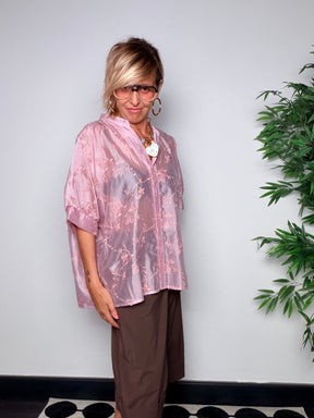 Camicia Oversize Ricamata — Organza Floreale