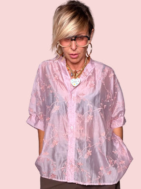 Camicia Oversize Ricamata — Organza Floreale