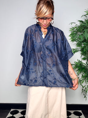Camicia Oversize Ricamata — Organza Floreale