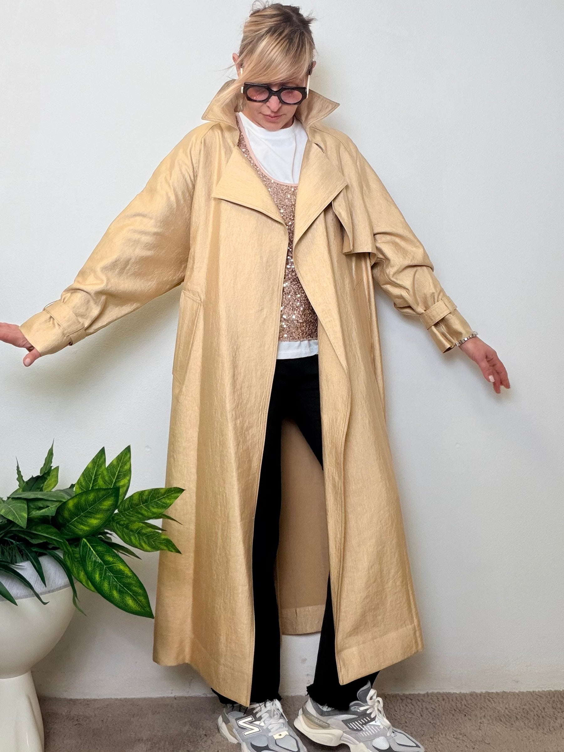 Trench oversize maxi color oro