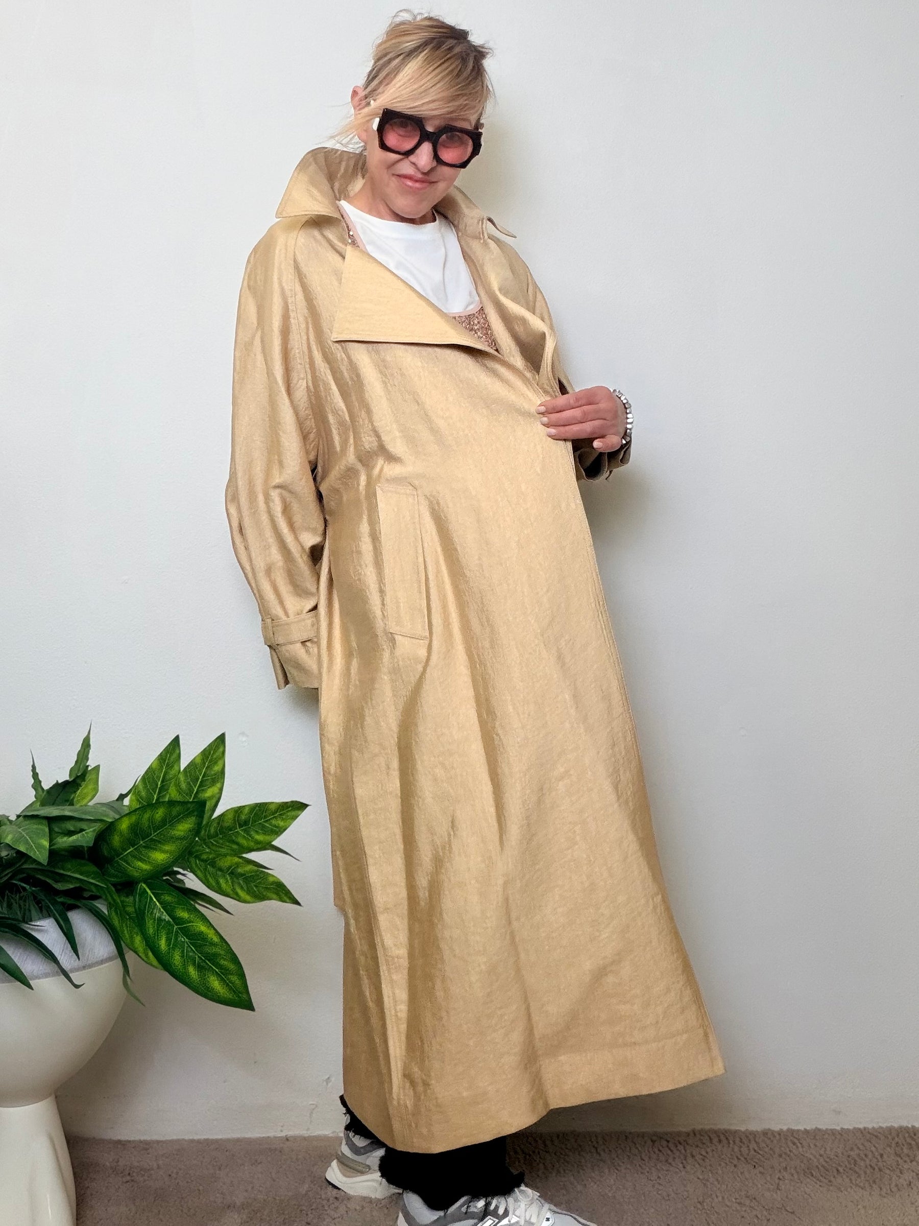Trench oversize maxi color oro