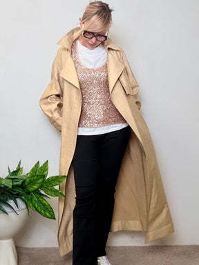Trench oversize maxi color oro