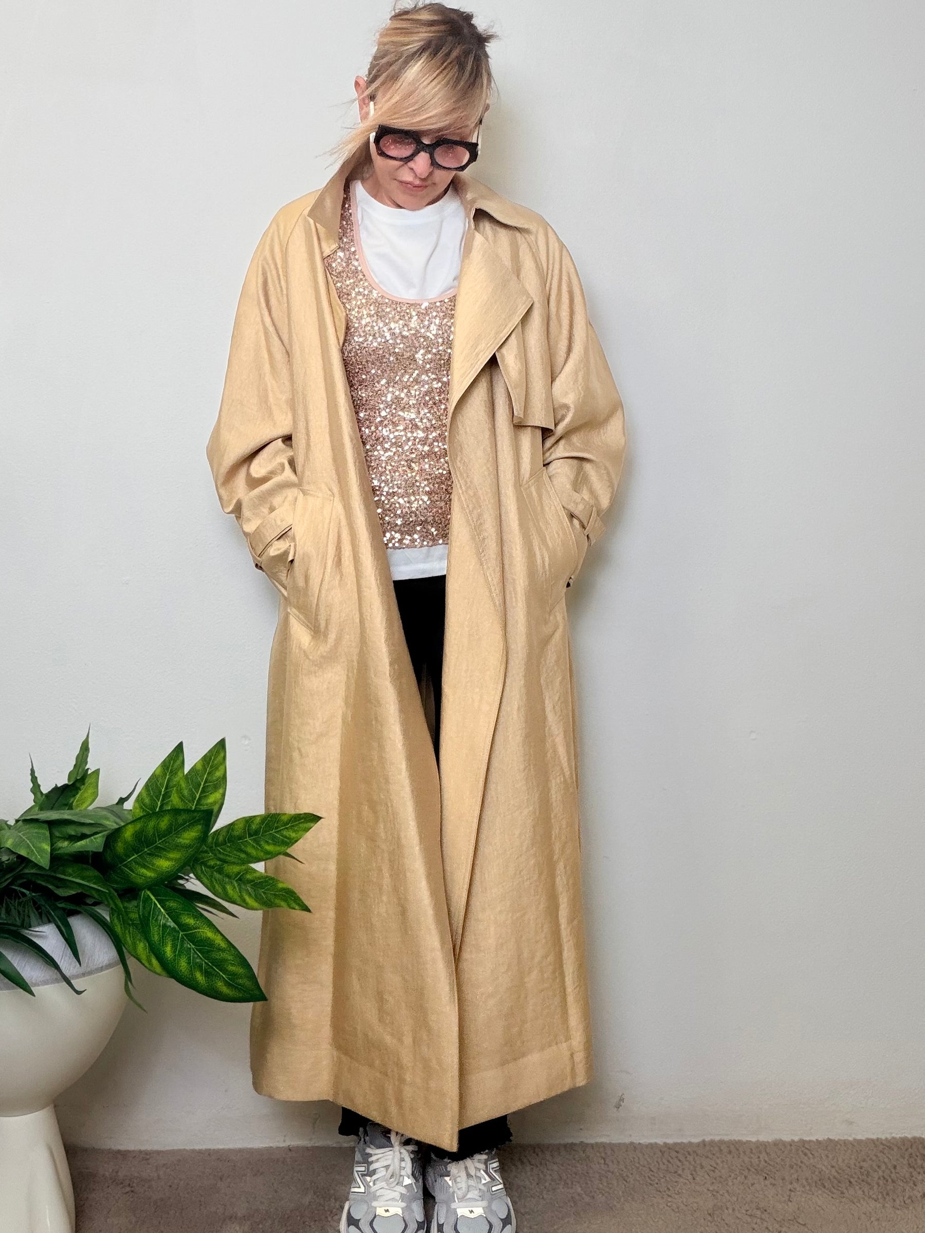 Trench oversize maxi color oro