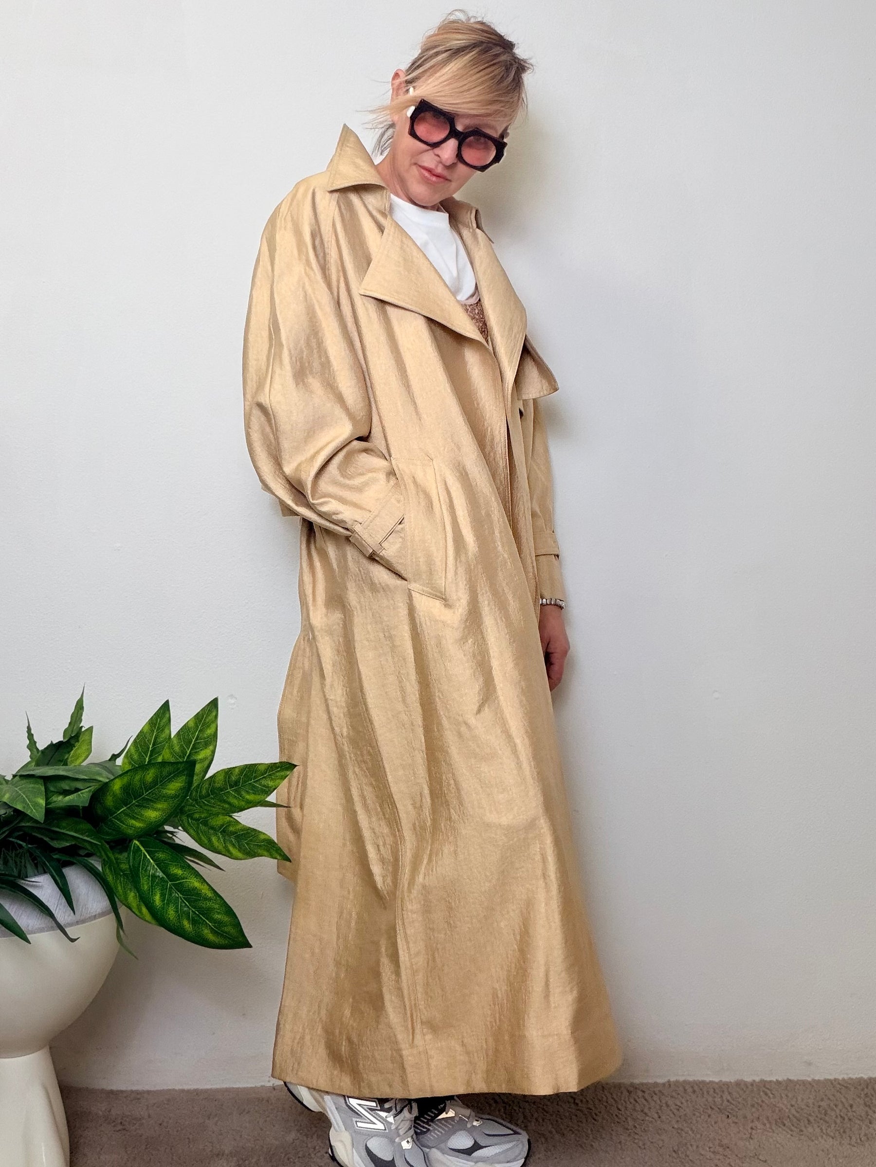 Trench oversize maxi color oro