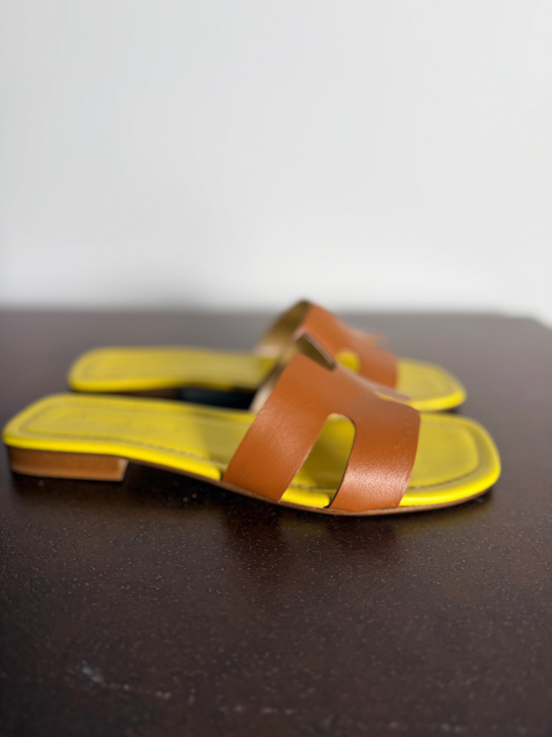 Ciabatte Flat Fascia H — Arancio / Cuoio