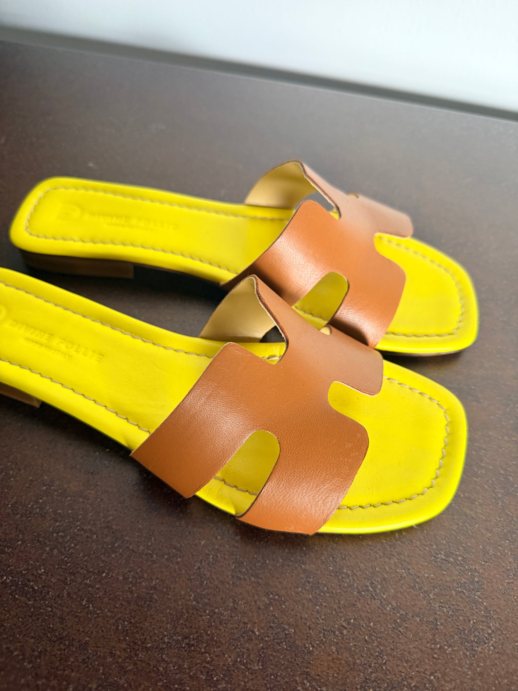 Ciabatte Flat Fascia H — Arancio / Cuoio