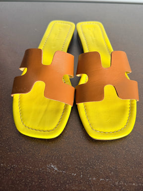 Ciabatte Flat Fascia H — Arancio / Cuoio