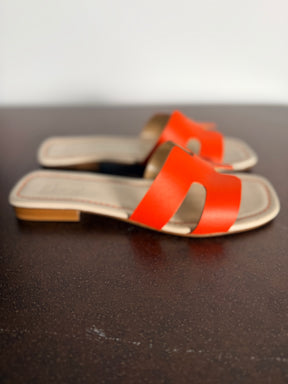 Ciabatte Flat Fascia H — Arancio / Cuoio