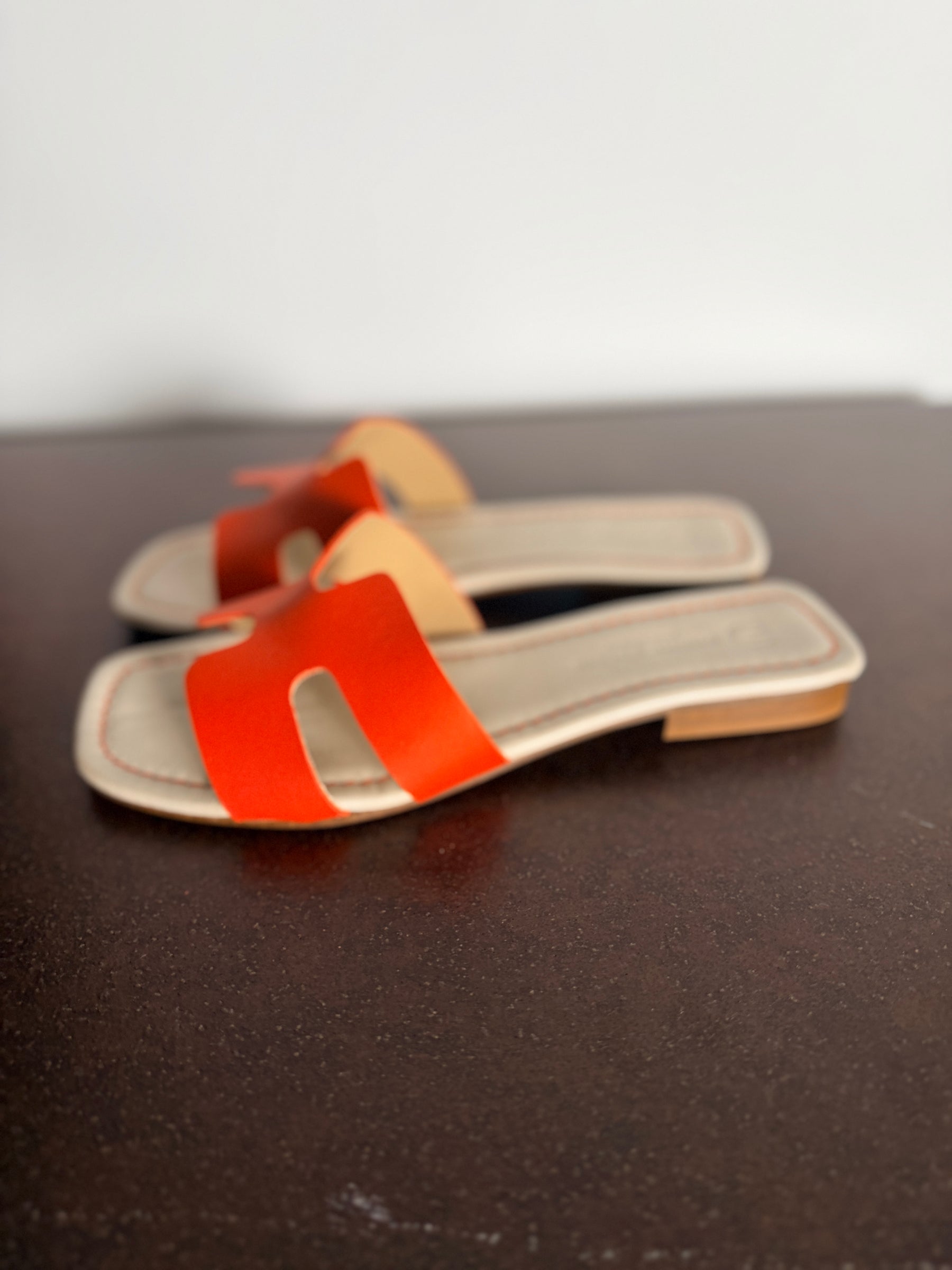 Ciabatte Flat Fascia H — Arancio / Cuoio