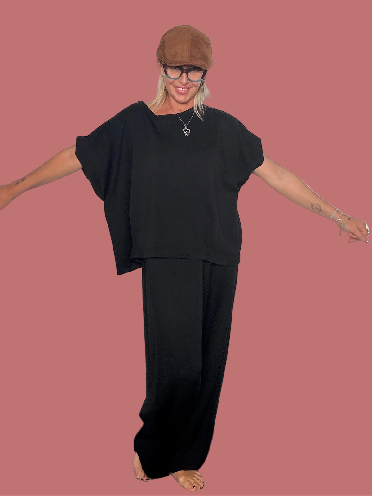 Completo pantalone palazzo e felpa oversize Susy Star