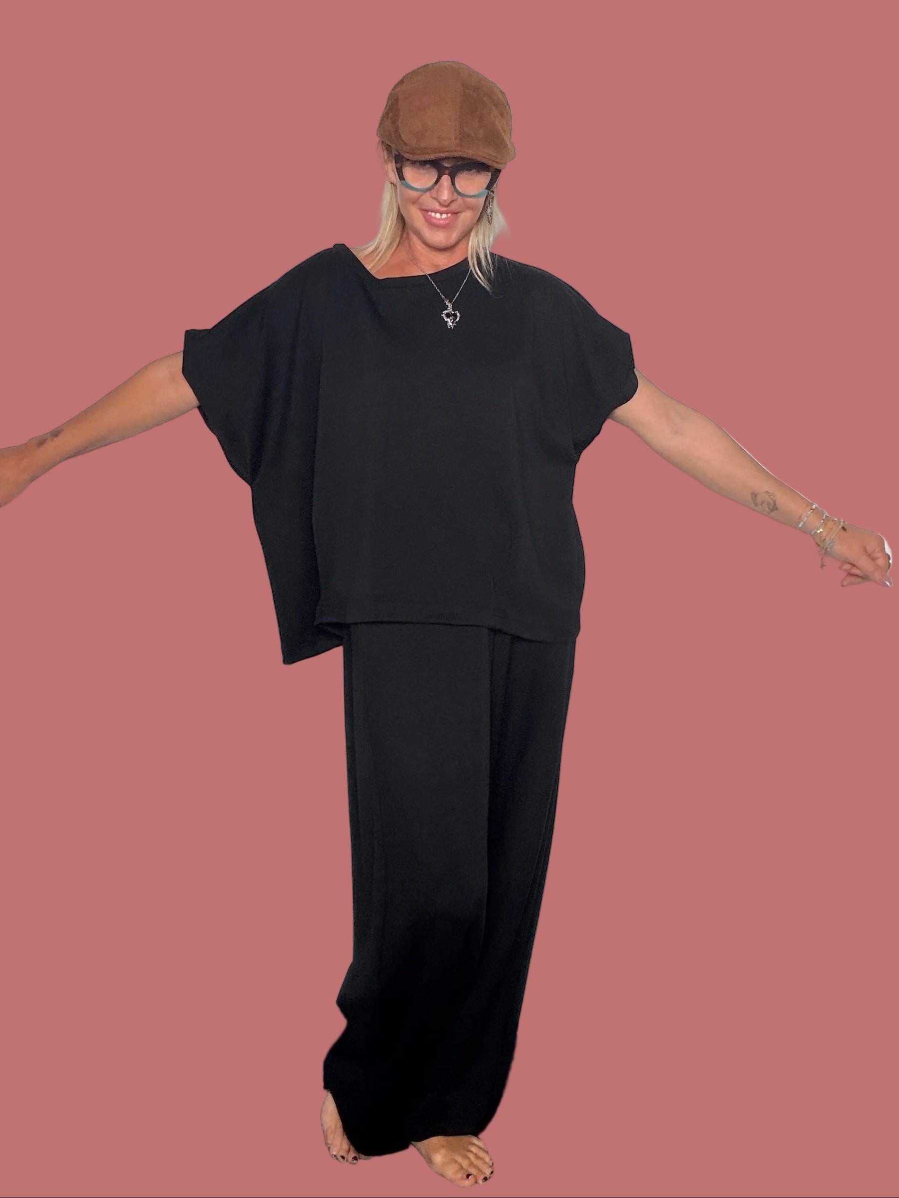 Completo pantalone palazzo e felpa oversize Susy Star
