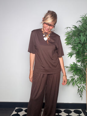 Completo coordinato t-shirt e pantalone palazzo donna Female