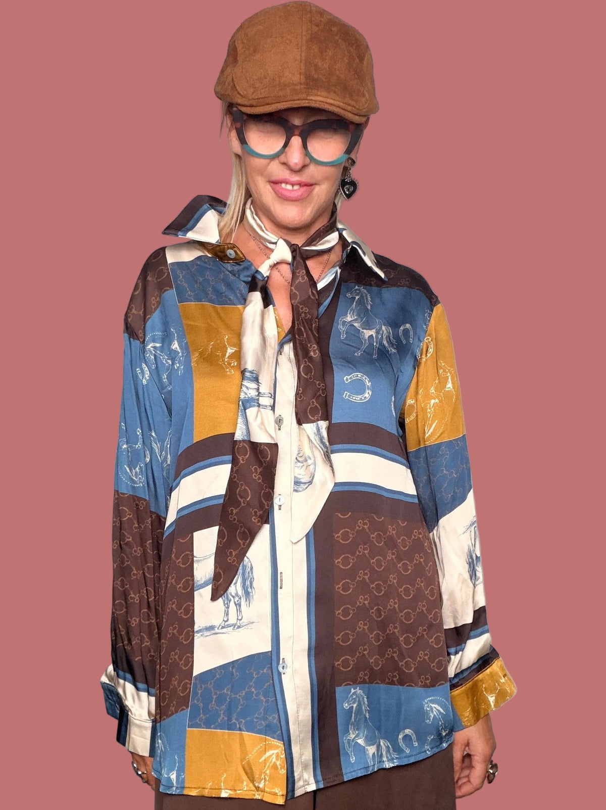 Camicia patchwork stampa equestre Susy Star