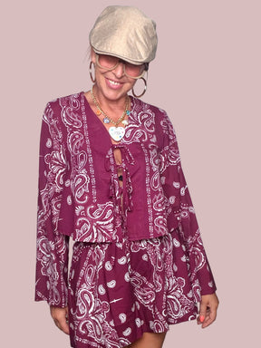 Bermuda Stampa Paisley Bordeaux