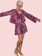 Camicia Kimono Stampa Paisley Bordeaux